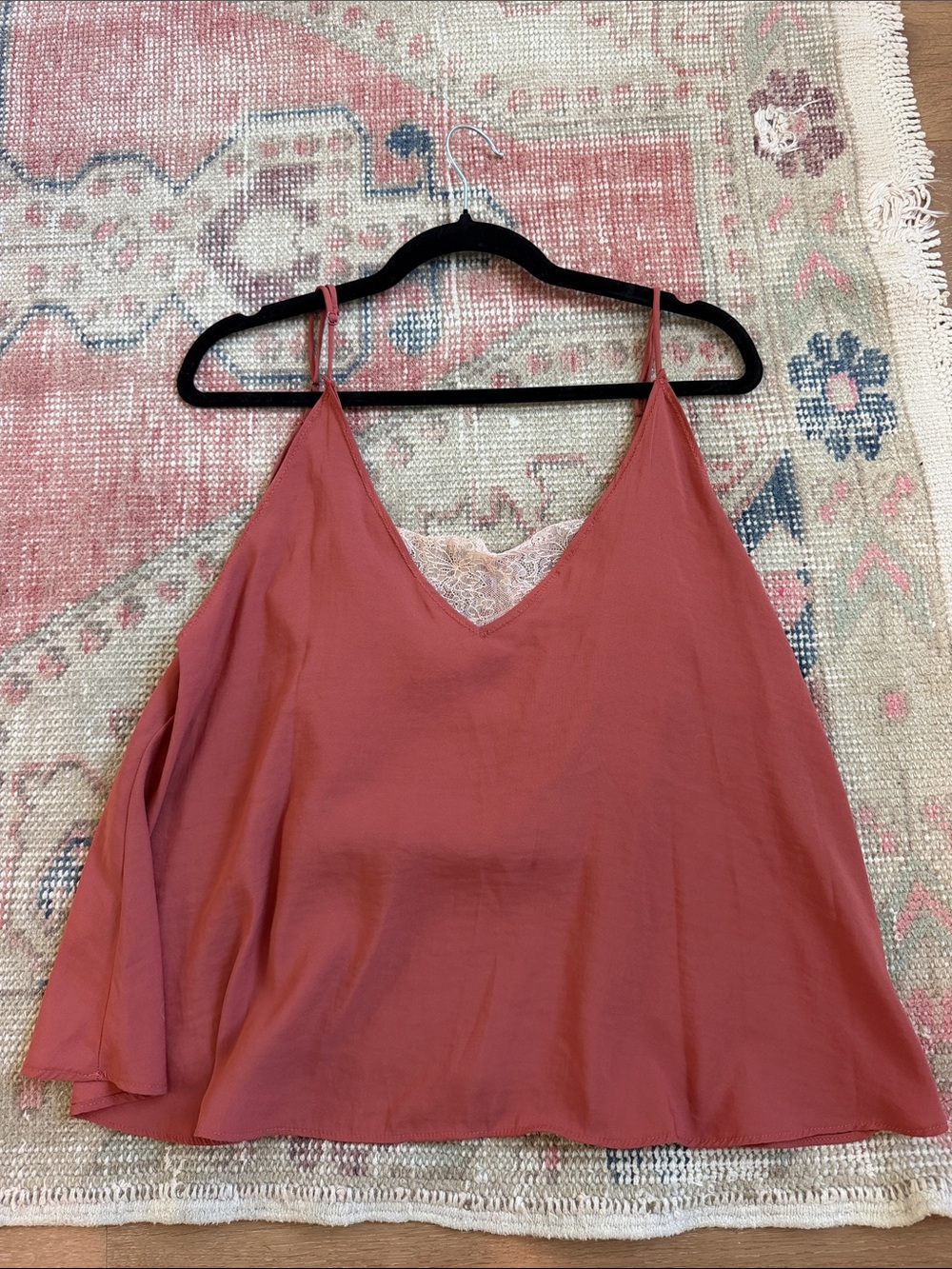 Free People Dusty Rose Lace-Trim Cami Top
